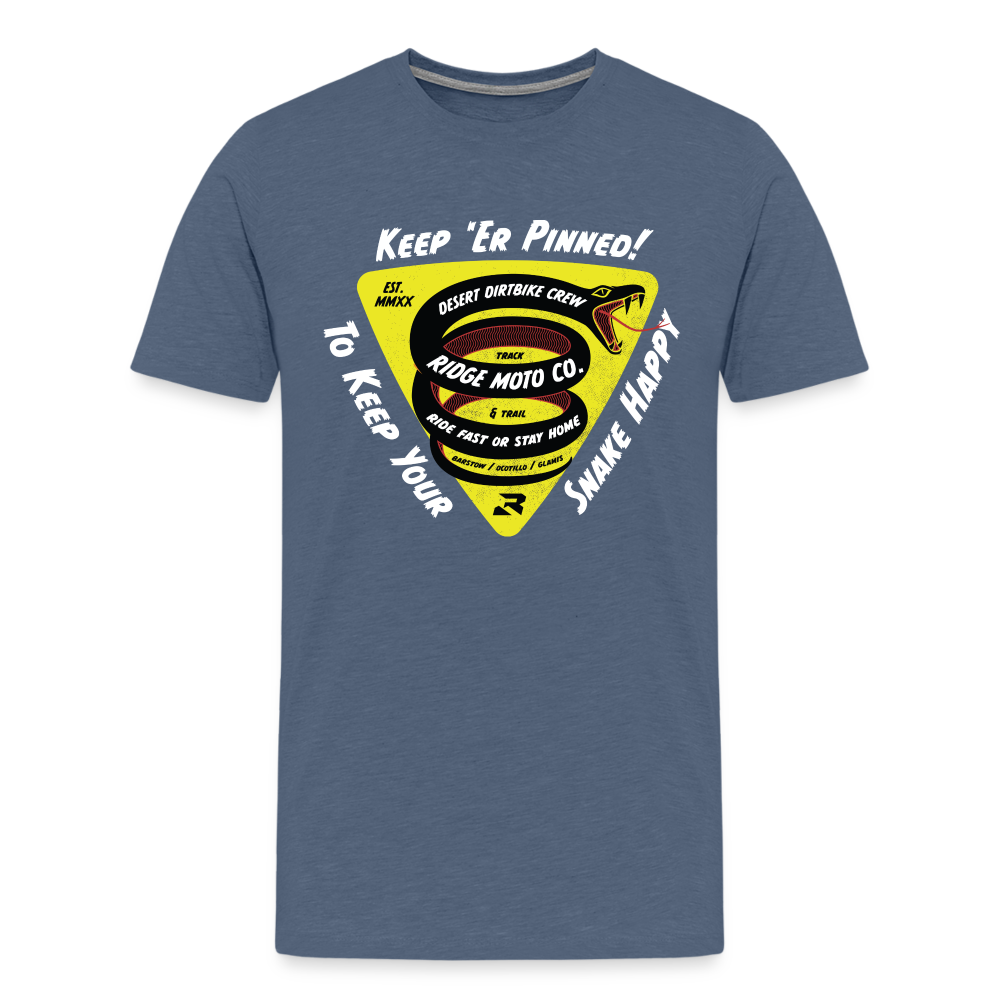 "Keep 'Er Pinned" T-Shirt - Dark - heather blue