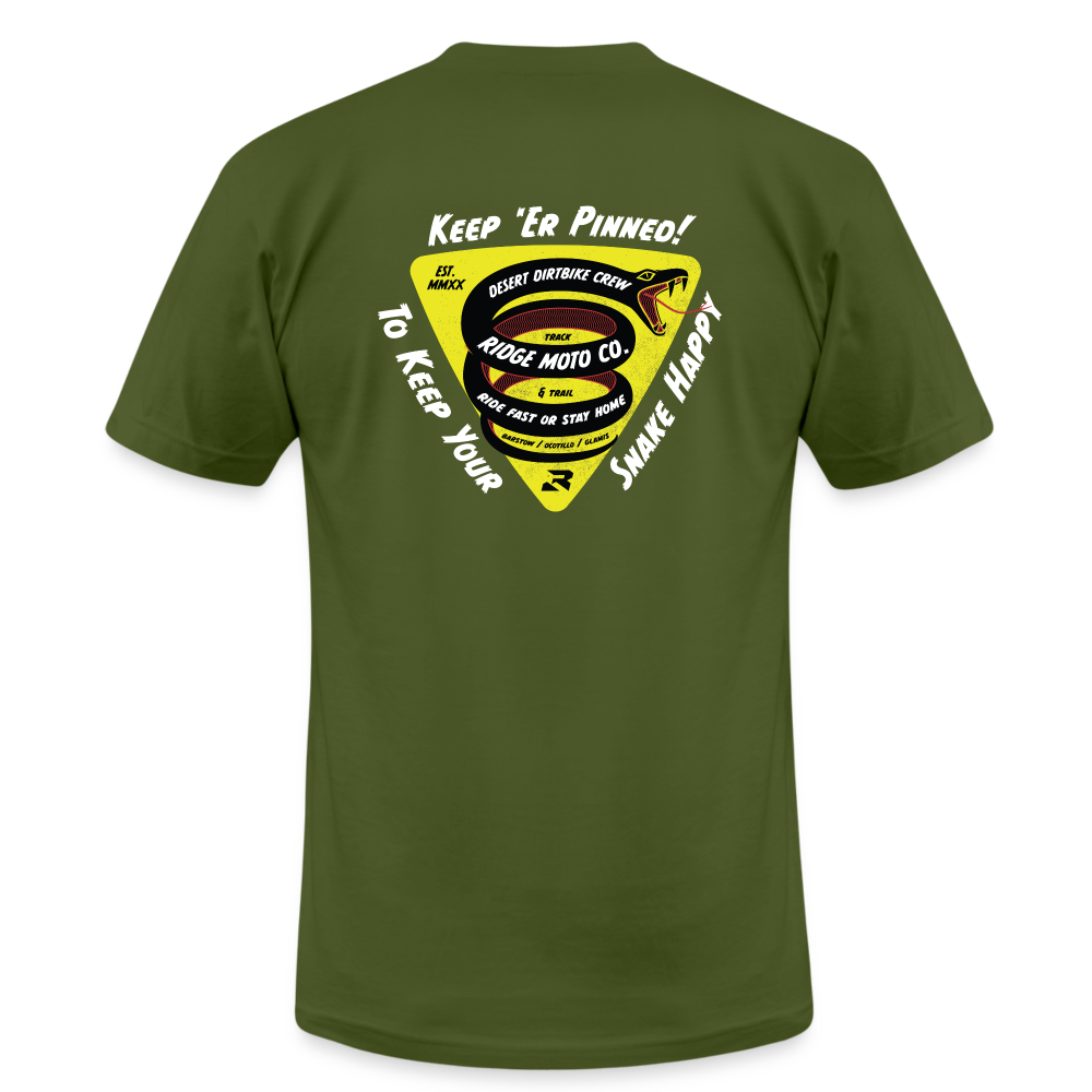 "Keep 'Er Pinned" T-Shirt: Dark - olive